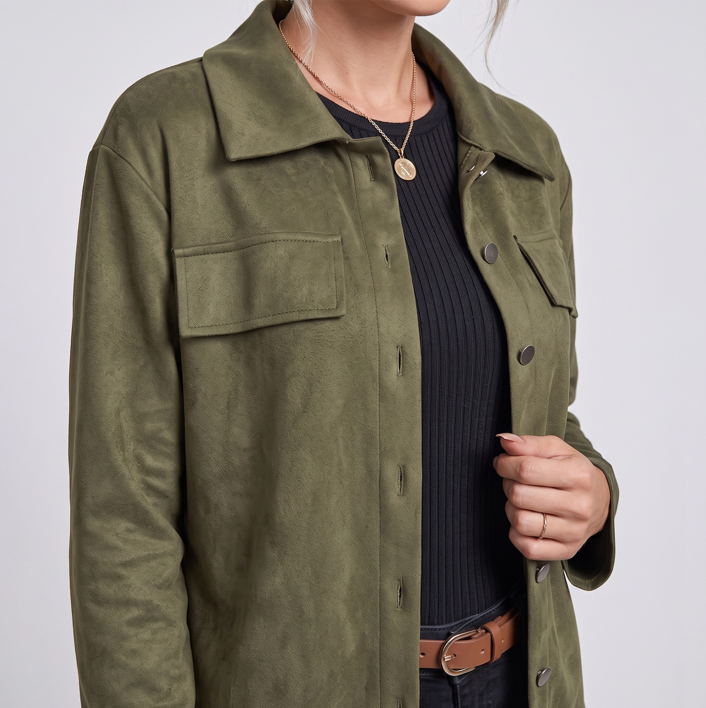 Dulce | Suede damesjas met borstzakken