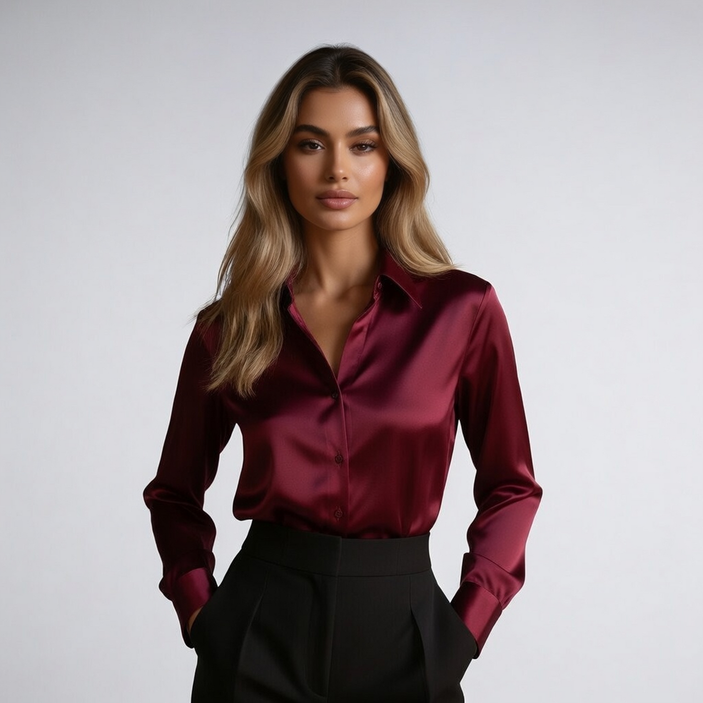 Emi | lange mouwen satijnen blouse