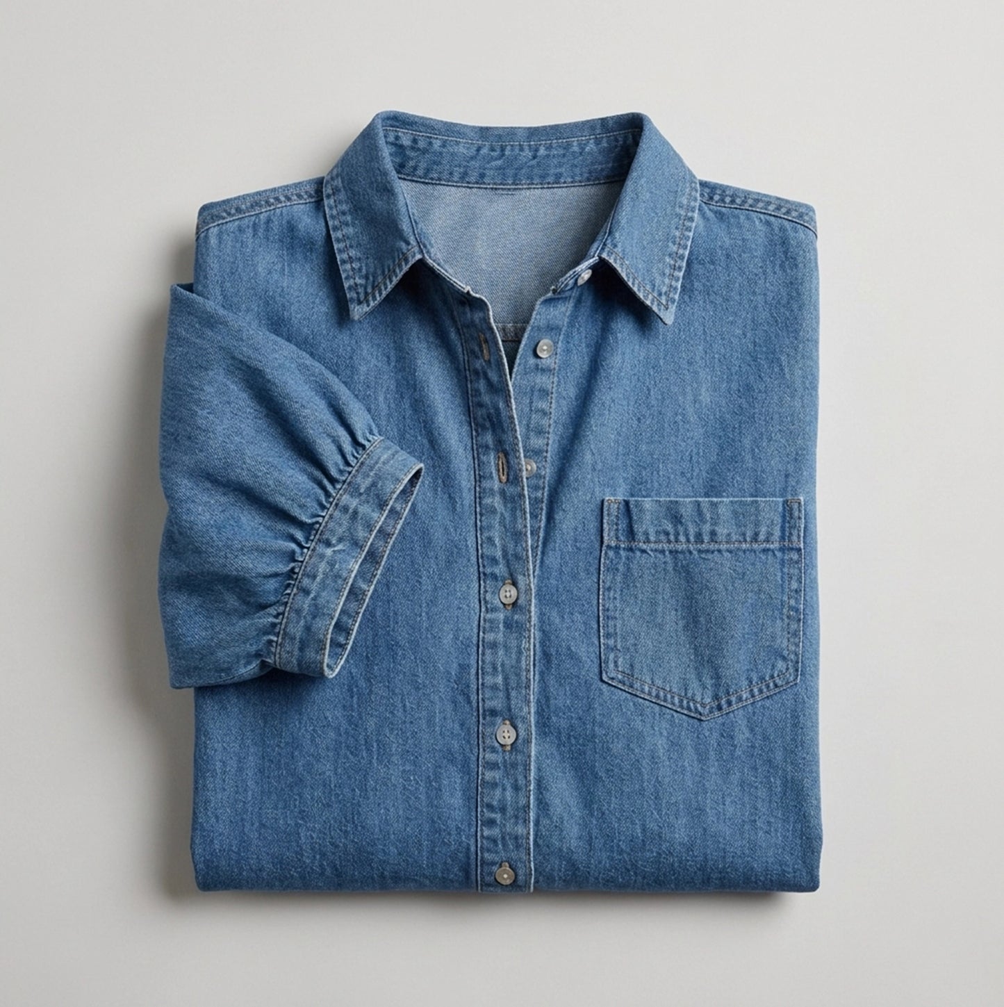 Mireille | Denim blouse met plofmouwen
