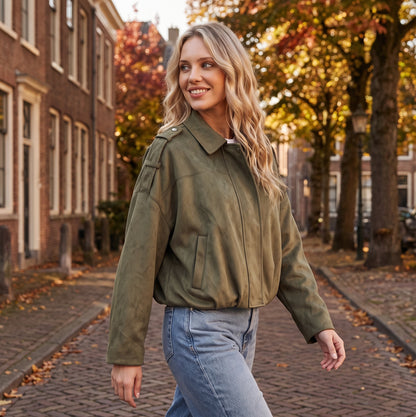 Chiffon | Suede damesjas met kraag