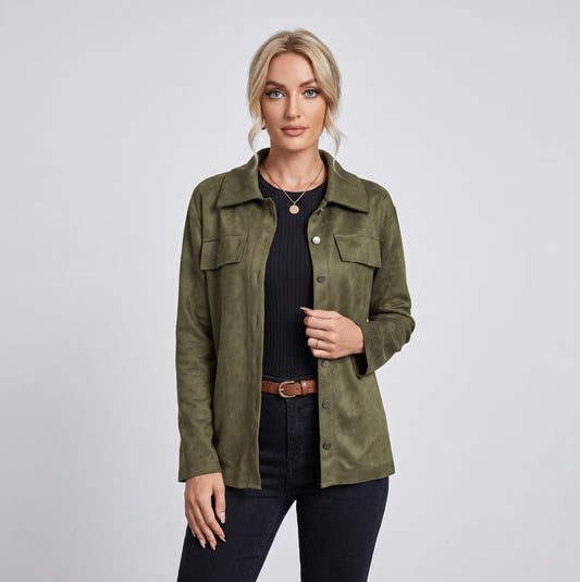 Dulce | Suede damesjas met borstzakken