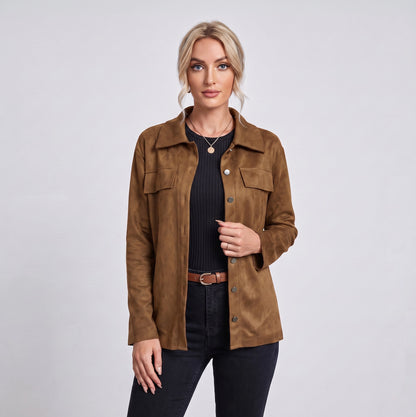 Dulce | Suede damesjas met borstzakken