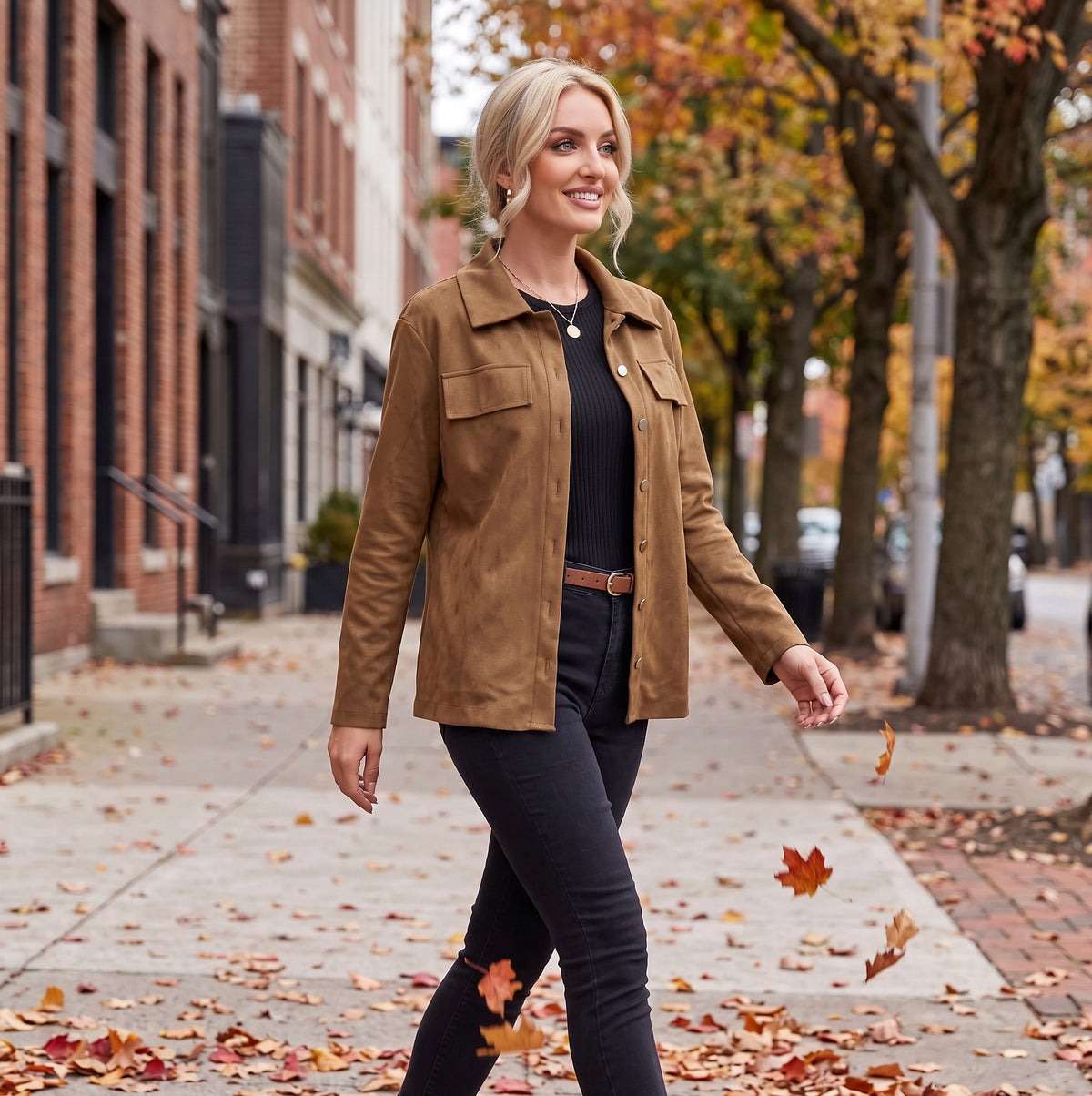 Dulce | Suede damesjas met borstzakken