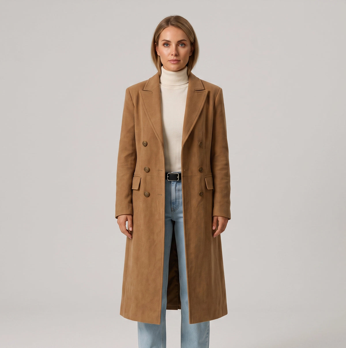 Dulcy | Chique Suede lichtbruine herfst damesjas
