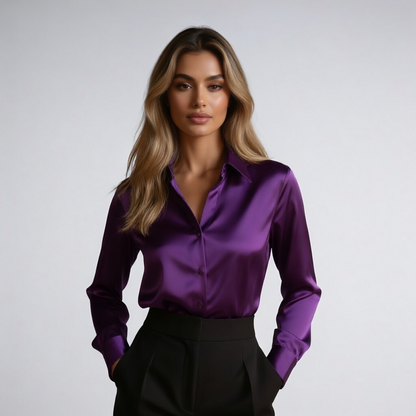 Emi | lange mouwen satijnen blouse