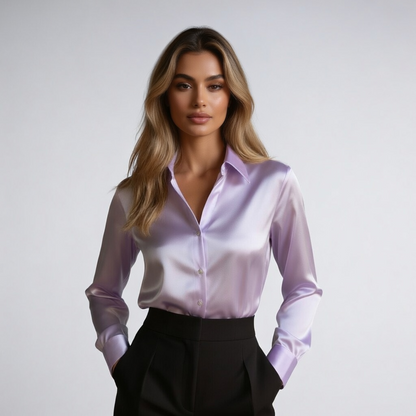 Emi | lange mouwen satijnen blouse