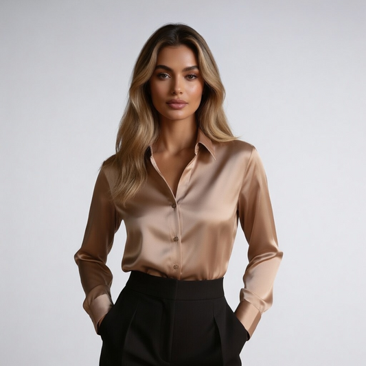 Emi | lange mouwen satijnen blouse