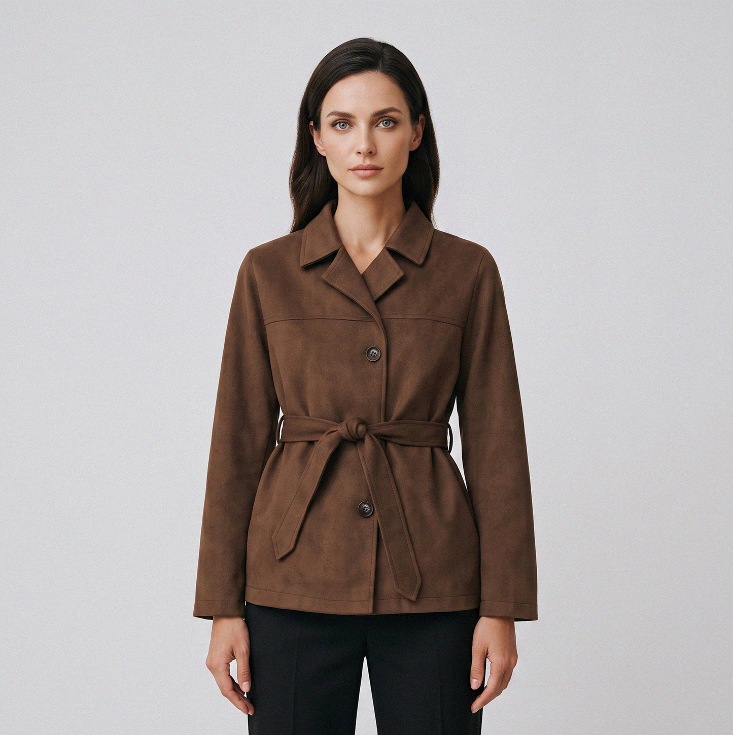 Hope | Klassieke suede damesjas met band