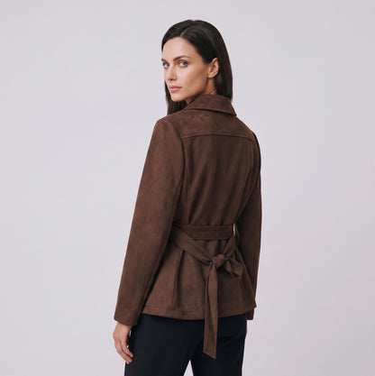 Hope | Klassieke suede damesjas met band