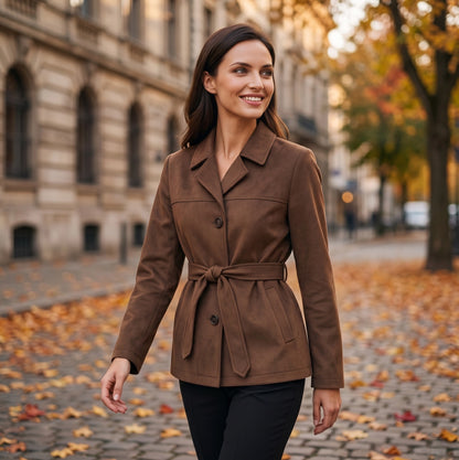 Hope | Klassieke suede damesjas met band