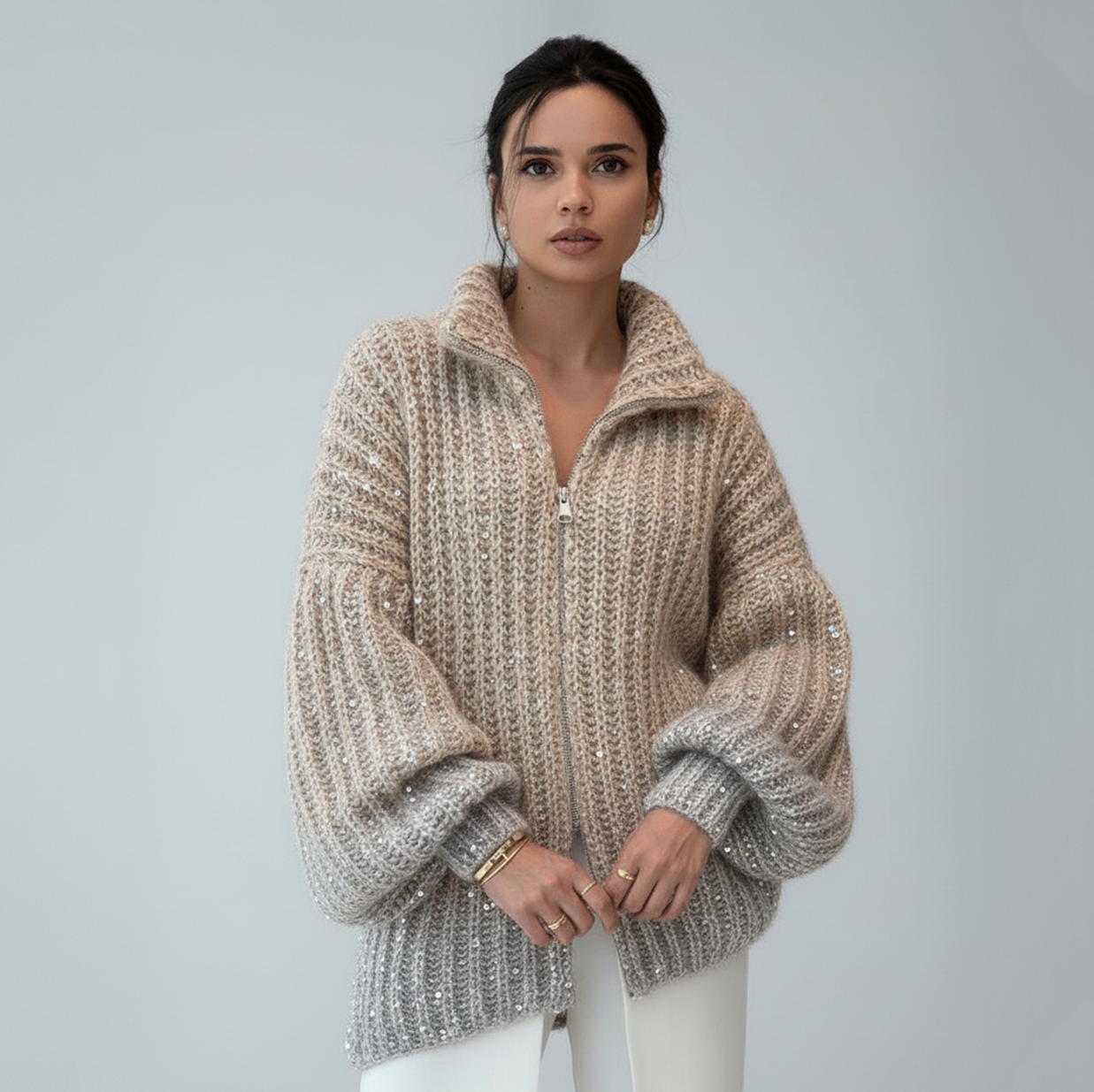 LuxeGlow™ Sequin Knit Cardigan