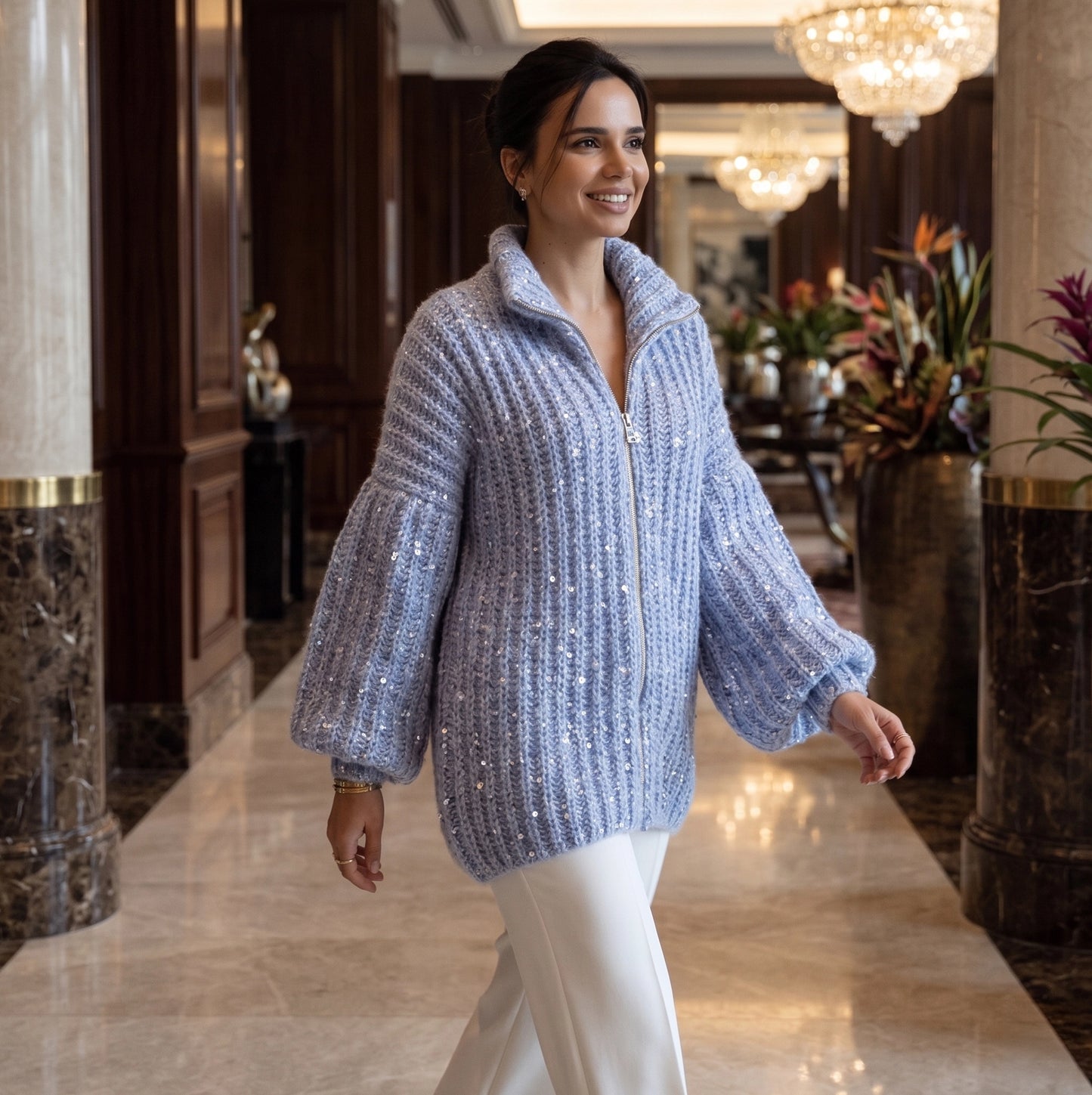 LuxeGlow™ Sequin Knit Cardigan