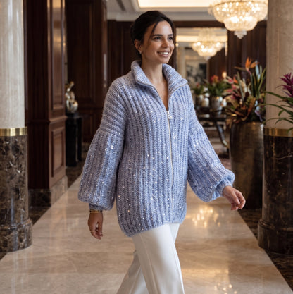 LuxeGlow™ Sequin Knit Cardigan