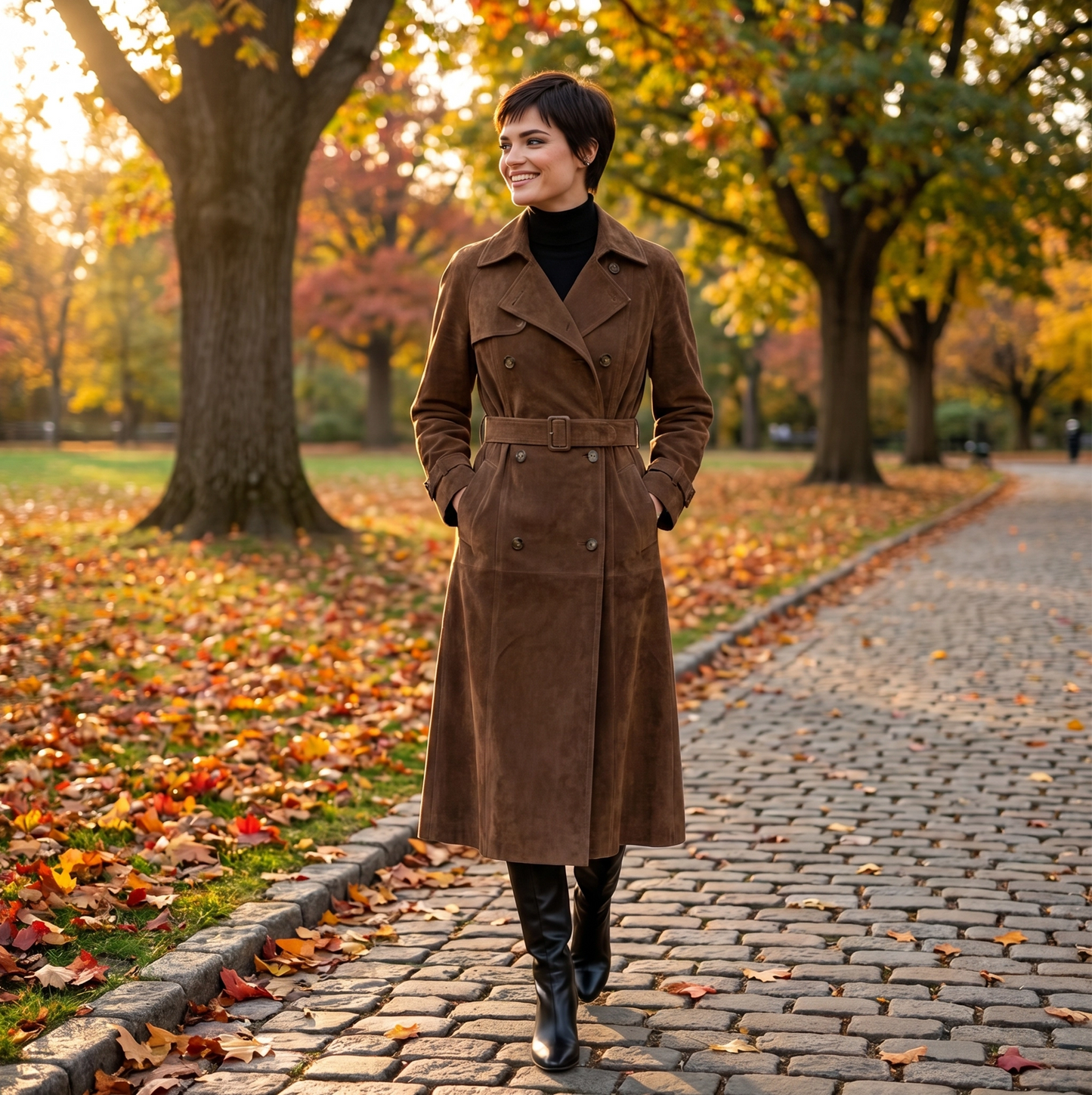 Melody I suede trench coat