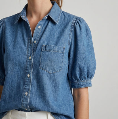 Mireille | Denim blouse met plofmouwen