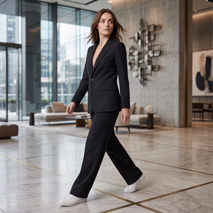 Monique | Chique Blazer en Pantalon Set met wijde Broek