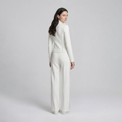 Pearl | Witte Set met Opstaande Kraag en Rits