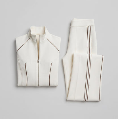 Pearl | Witte Set met Opstaande Kraag en Rits