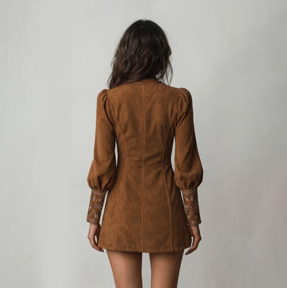 Rowan | Korte Jurk met Suède-effect