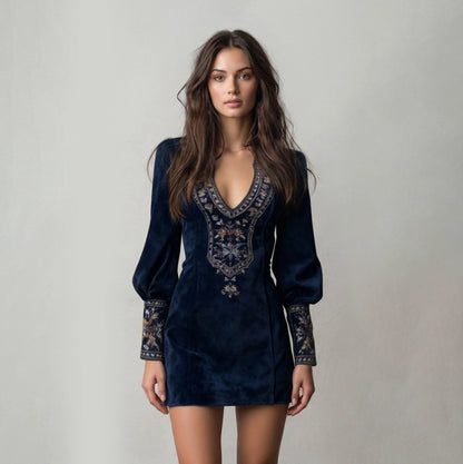 Rowan | Korte Jurk met Suède-effect