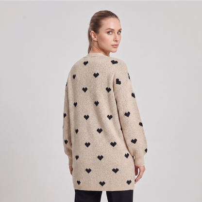 Sequoia | Gebreide damesvest met hartpatroon