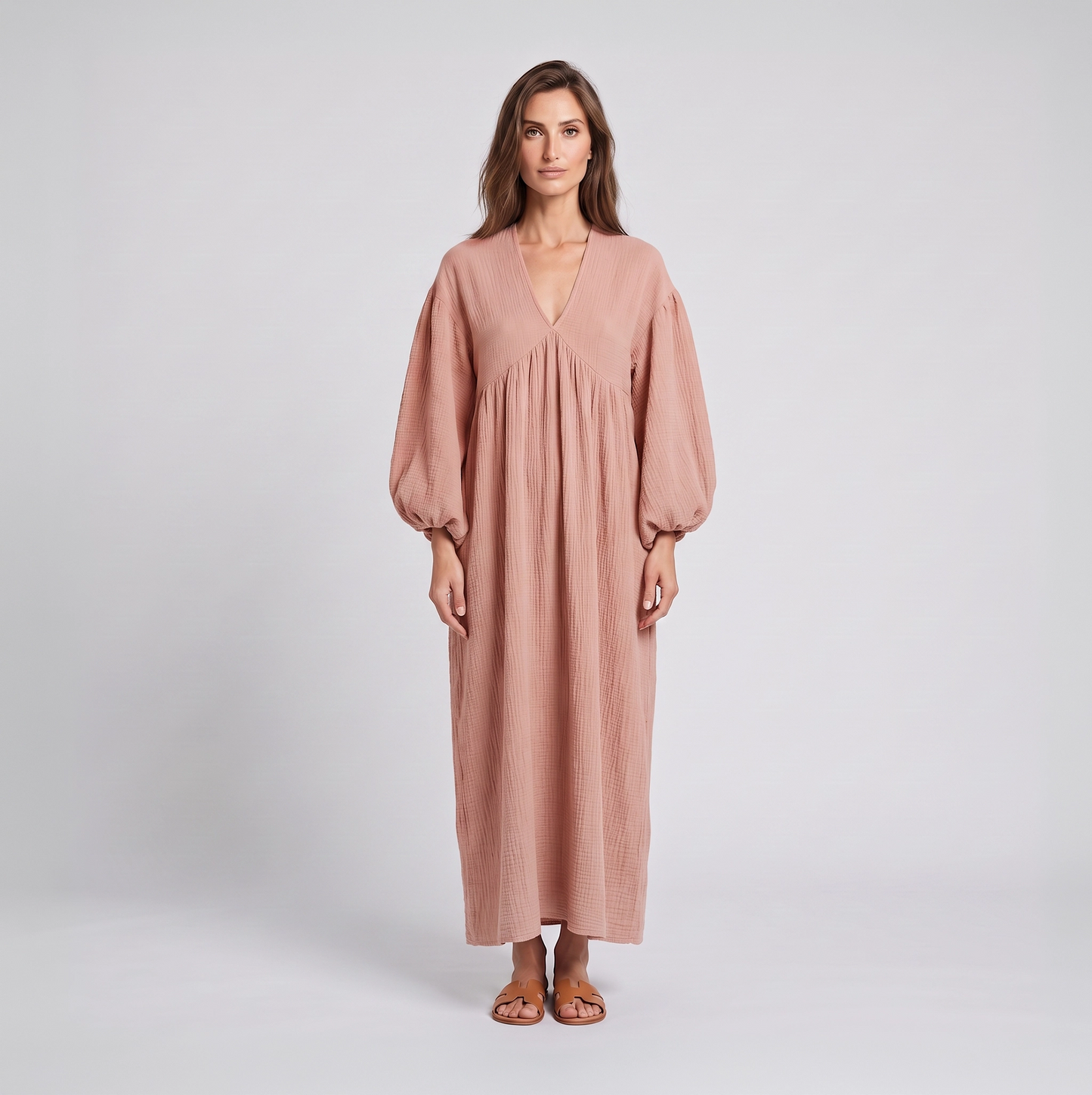 Vespera | Nachtjurk dames midi (V-hals)