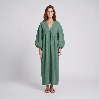 Vespera | Nachtjurk dames midi (V-hals)