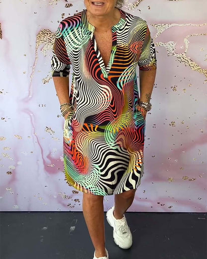 Annemijn | Kleurrijke V-hals jurk